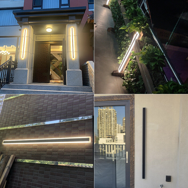 IP65 wodoodporna długa kinkiet LED, oświetlenie zewnętrzne, balkon, dekoracyjna lampa, ogród, willa nowoczesna lampa ścienna, 110 v,220v