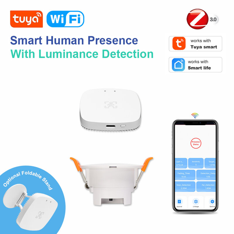 Tuya Wifi /Zigbee Menselijke Aanwezigheid Sensor Mmwave Radar Detector Smart Home Bewegingssensor Met Intensiteit Afstandsdetectie