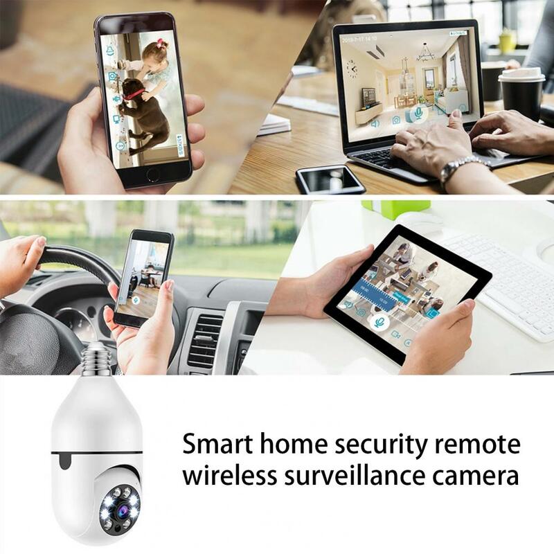 Надежная многофункциональная беспроводная Wi-Fi-камера с лампочками E27, IP-камера с автоматическим отслеживанием для дома