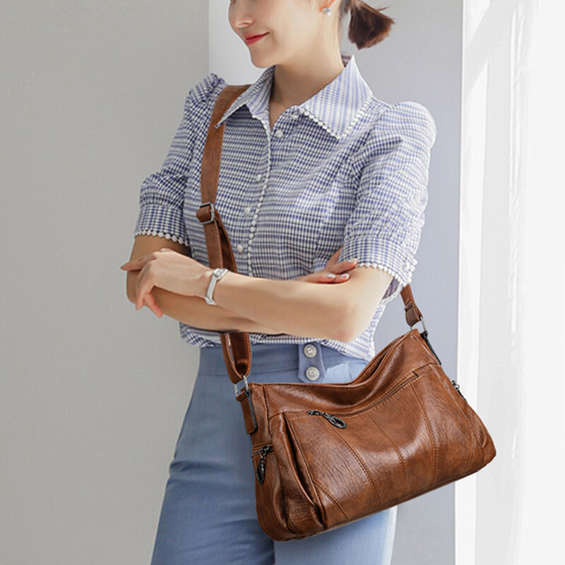 Mode lässige Schulter Umhängetaschen für Frauen hochwertige weiche Leder Einkaufstasche Luxus Designer Marke Handtaschen und Geldbörsen