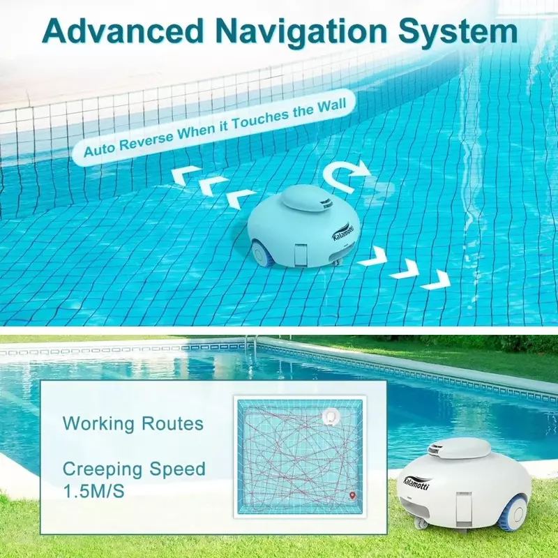 Aspiradora robótica inalámbrica para piscina, batería recargable que dura 140 minutos, tecnología de Sensor de agua integrada para piscina de hasta 630 pies cuadrados