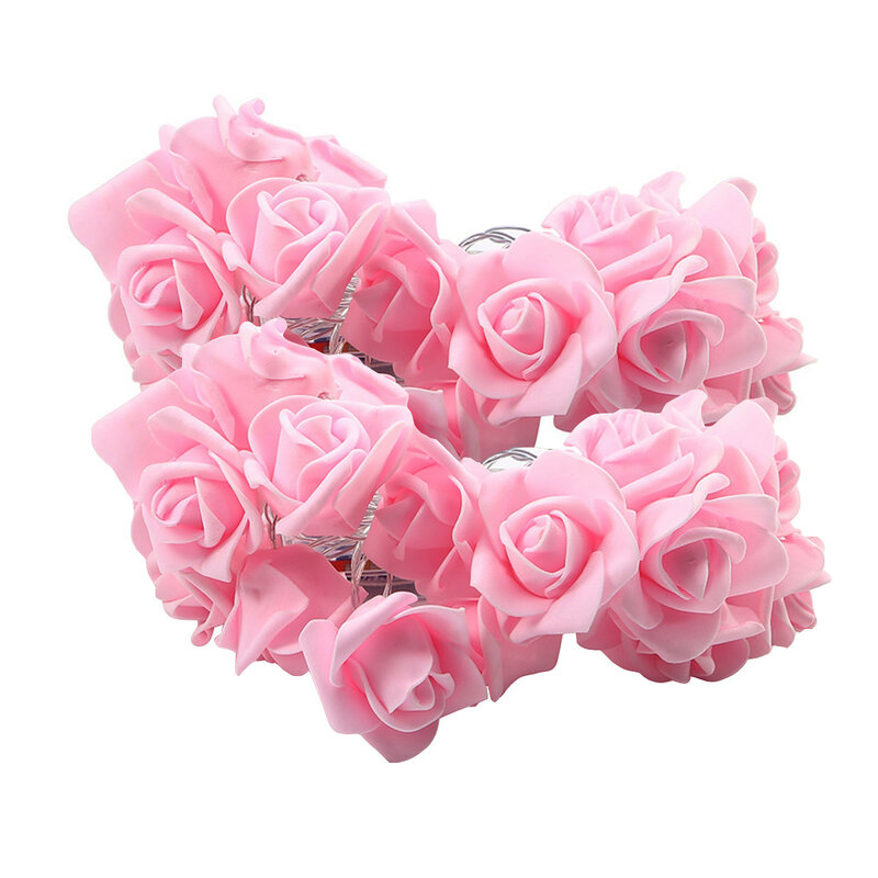 핑크 장미 꽃 LED 스트링 조명, 배터리 전원 폼 꽃 조명, 침실용 절묘한 폼 장식 랜턴