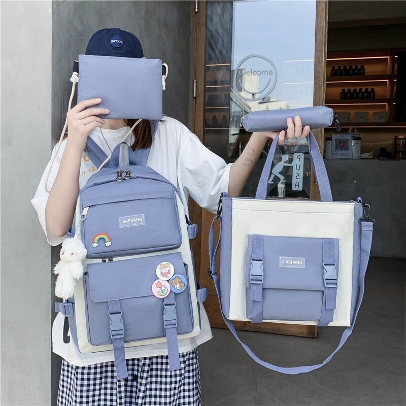 Tas punggung Harajuku wanita, ransel kapasitas besar ringan untuk sekolah murid perempuan Harajuku