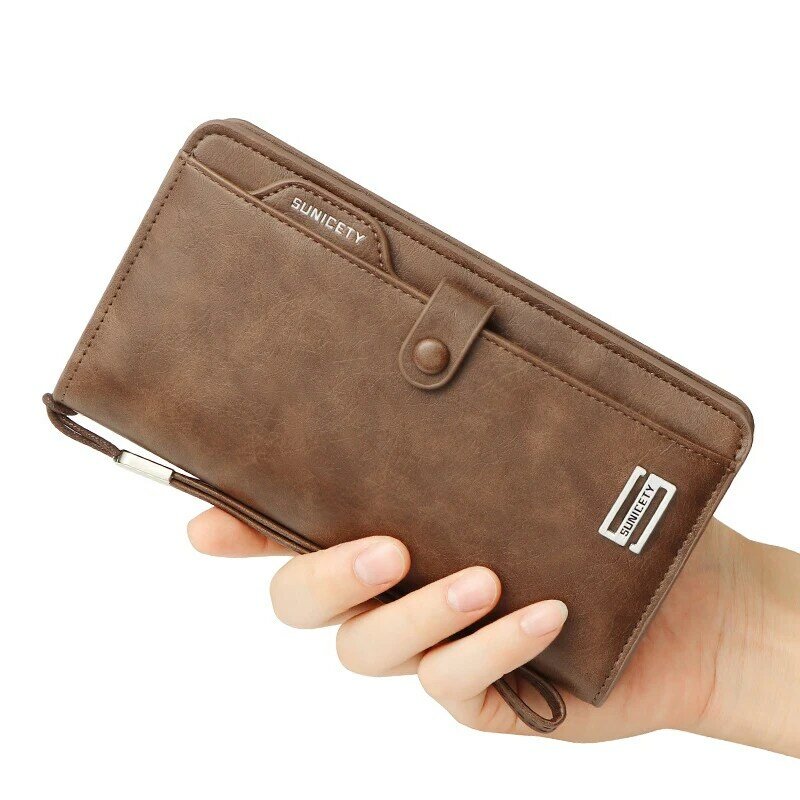 Men's Wallet Long Retro Style PU Leather Credit Card Holder High-Quality Business Simplicity Portable Phone Bag S3061