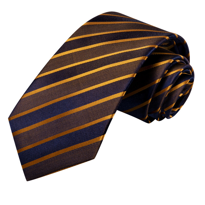 Hi-Tie Designer Striped Black Gold Elegant Tie for Men Fashion Brand Wedding Party Necktie Handky Cufflink Wholesale Business