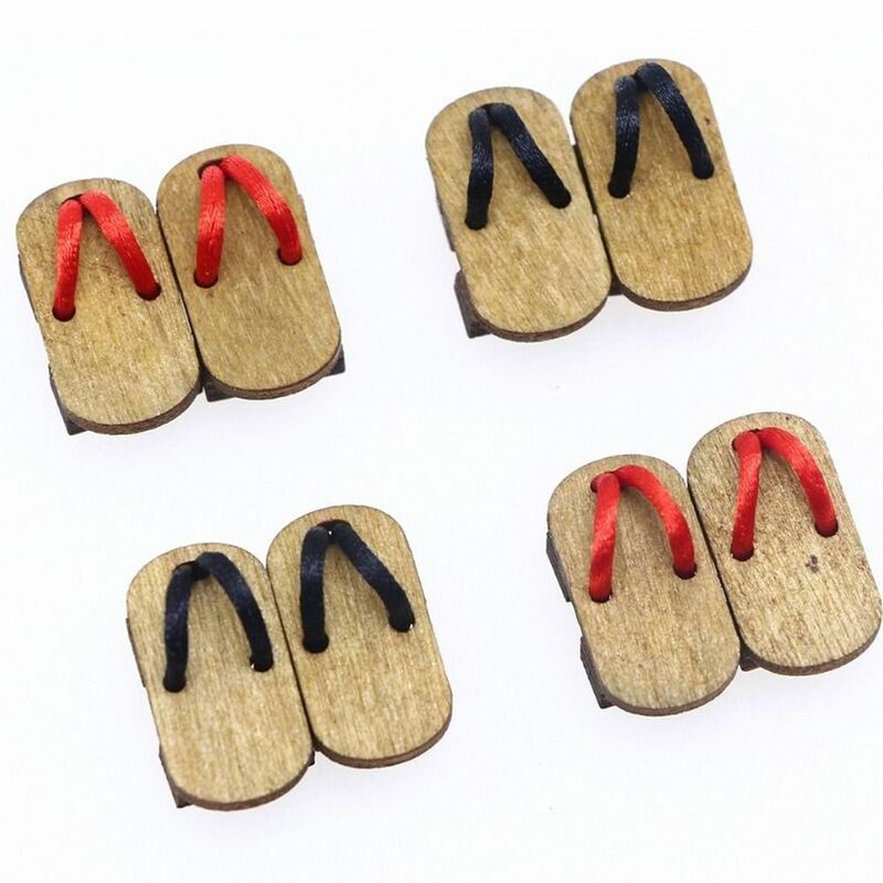 1 Paar Bjd Pop Miniatuur Visgraat Houten Slippers 1:12 Poppenhuis Mini Bjd Poppenschoenen Anime Hout Poppenhuis Klompen