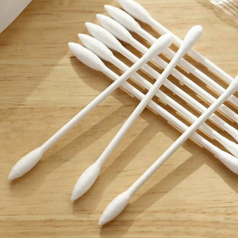 100Pcs Individually Wrapped Cotton Swabs Round Q Tips Double Tipped Paper Sticks Cotton Buds for Ear Beauty Care