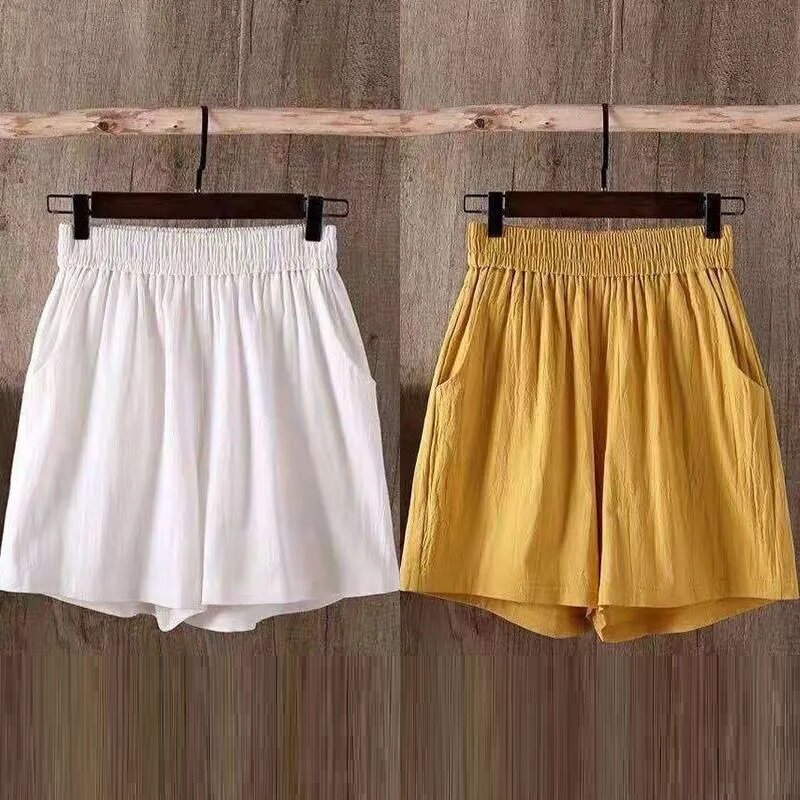 Frauen Sommer Casual Shorts Neuankömmling 2024 Vintage-Stil einfarbig All-Match lose bequeme weibliche kurze Hosen