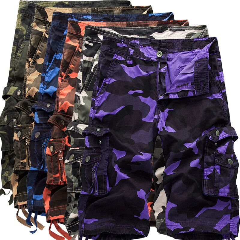 Large Size New Men's Large Size Loose Multicolor Camouflage Shorts5casual Beach Pants