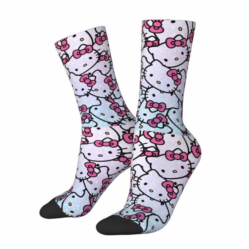 Hello Kitty Cartoon Socks calzini Casual in poliestere da donna da uomo Hip Hop primavera estate autunno inverno calzini a tubo centrale regalo