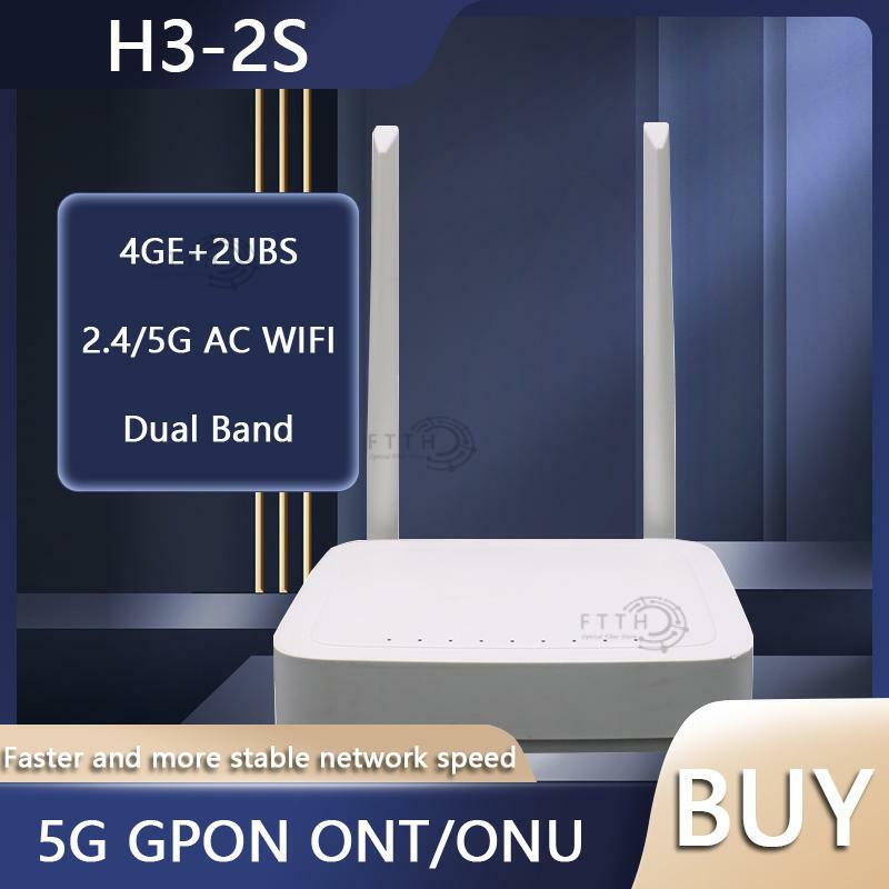 5G GPON ONT H3-2S 4GE + 2USB Dual Band AC ONU WIFI ONT PPPOE FTTH Modem serat optik tanpa catu daya tangan kedua