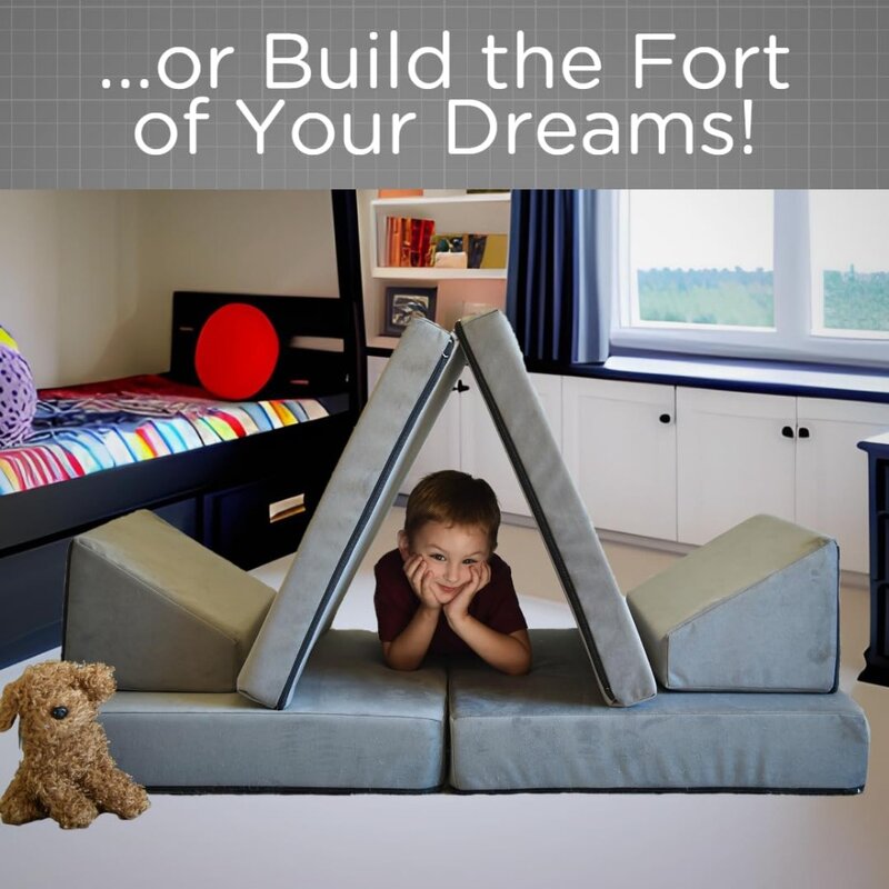 모듈식 어린이 소파, 유아 소파 침대, 모듈식 어린이 놀이, 회색