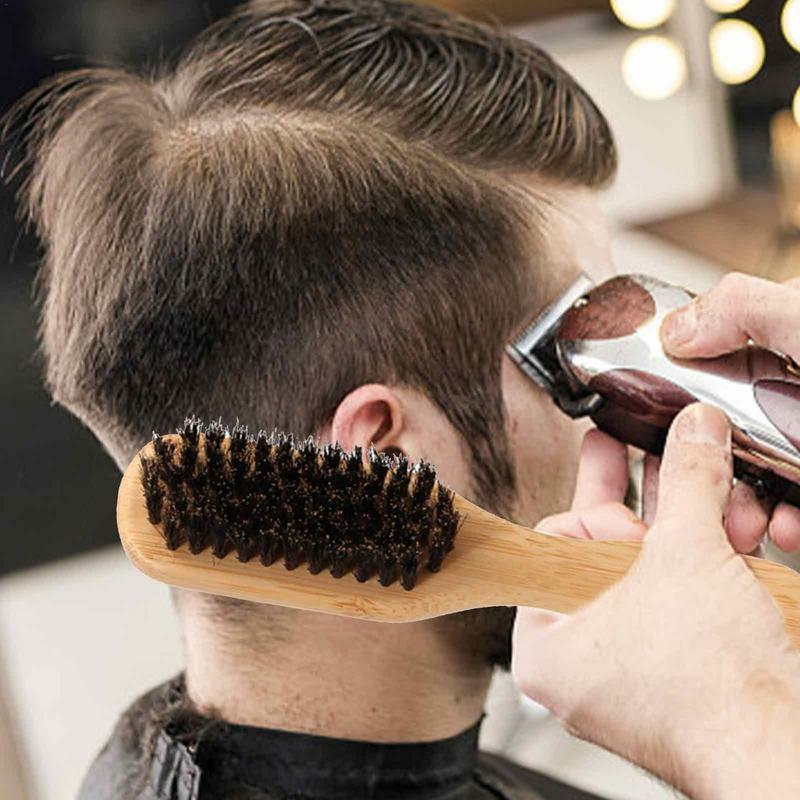 Cepillo de pelo rígido de jabalí para hombres, cepillo de barba y bigote con Phyllostachys Pubescens para desenredar pelos de barba