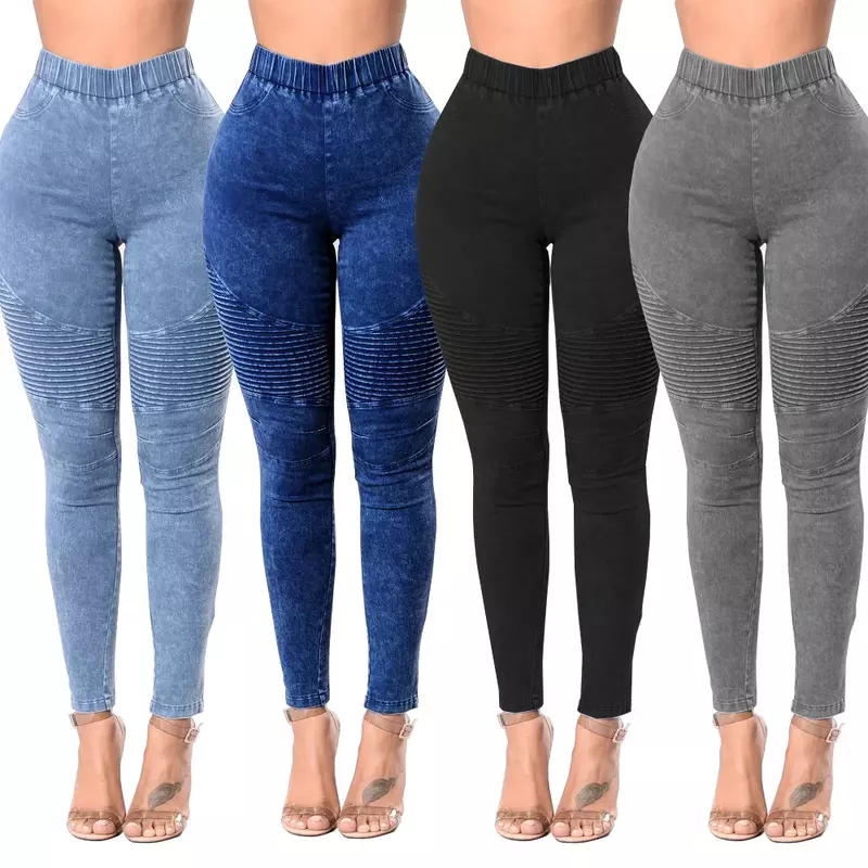 Jeans jeans skinny para mulheres, cintura alta, jeans stretch, calças lápis finas, calças femininas, perneiras elásticas, quadris, moda