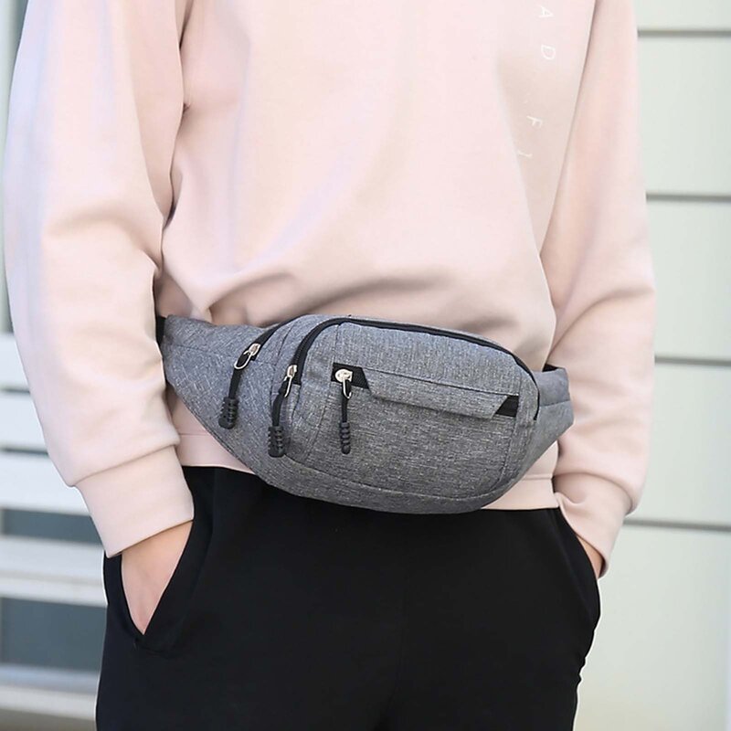 Woman Man Sling Bag Fanny Packs Multi-pocket Shoulder Bag with Adjustable Strap for Hiking Camping Commuting