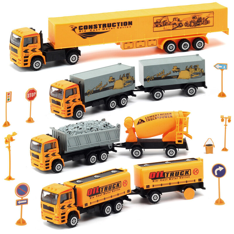 エンジニアリング輸送コンテナトラック、牽引ミキサー、タンクトラック、おもちゃギフト、b210