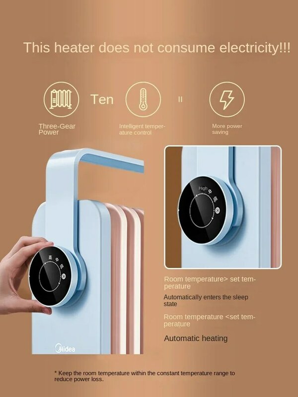 Midea-جهاز تدفئة الزيت الكهربائي ، مبرد موفر للطاقة ، موقد مشوي ، أداة شتوية ، منزلية ، شتاء ، 7.5 V