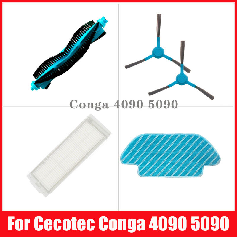 For Cecotec Conga 4090 5090 Main Brush Side Brush Hepa Filter Mop Cloths Accessories Robot Vacuum Cleaner Replacement Spare Part