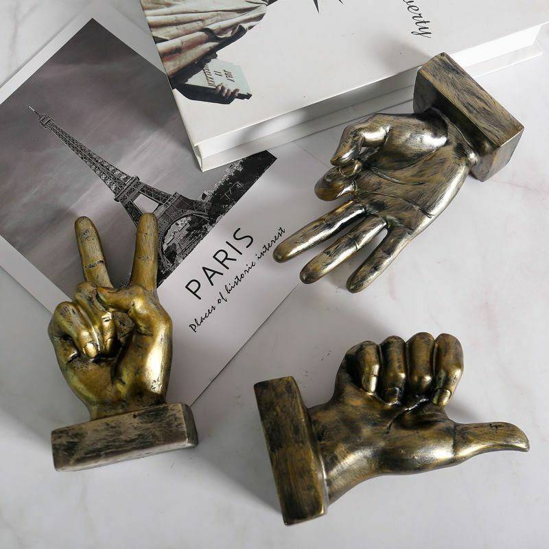 Resin Modern Hand Gesture Sculpture Ornament Figurine Statue Finger Arrangement Home Coffee Shop Decor Adornment Accessories