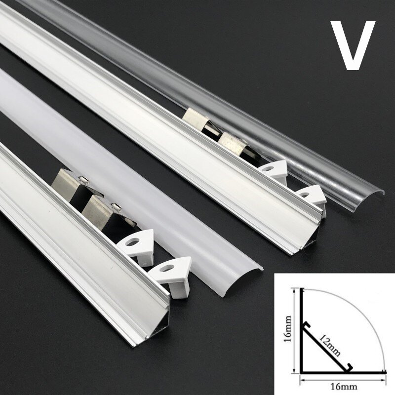 Titular do canal de alumínio perfil para LED Strip, barra de luz, gabinete, lâmpada, cozinha, armário, canto, 1-30pcs, lote, 50cm