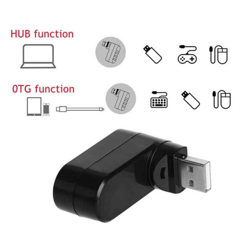 PzzPss 3 Port Multi 2.0 USB HUB miniaturowy Hub USB dużej prędkości obrotowej przejściówka rozgałęziająca na laptopa na notebooka dla komputer PC akcesoria