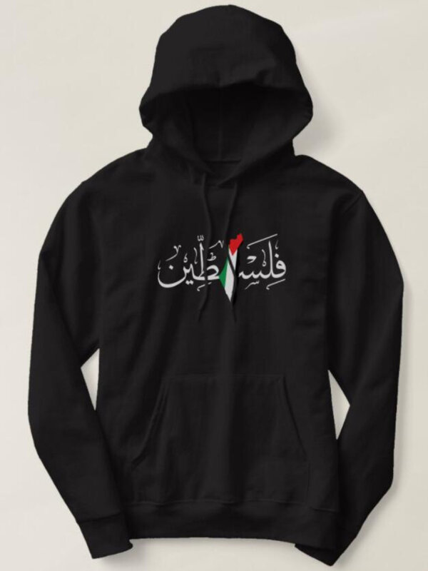 Bluza z kapturem z flagą palestyńskiej mapy 100% bawełnianych jesiennych i zimowych bluzy Harajuku