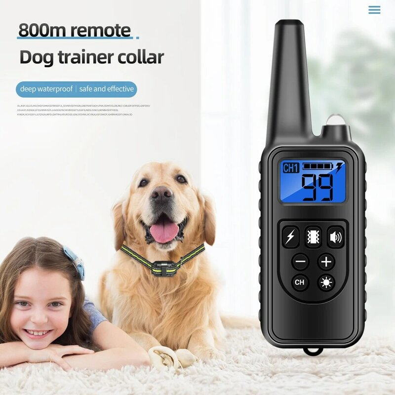 800m Remote Electronic Dog Training Collar With LCD Display for Pet Dog Stop Barking Collars Rechargeable And Waterproof