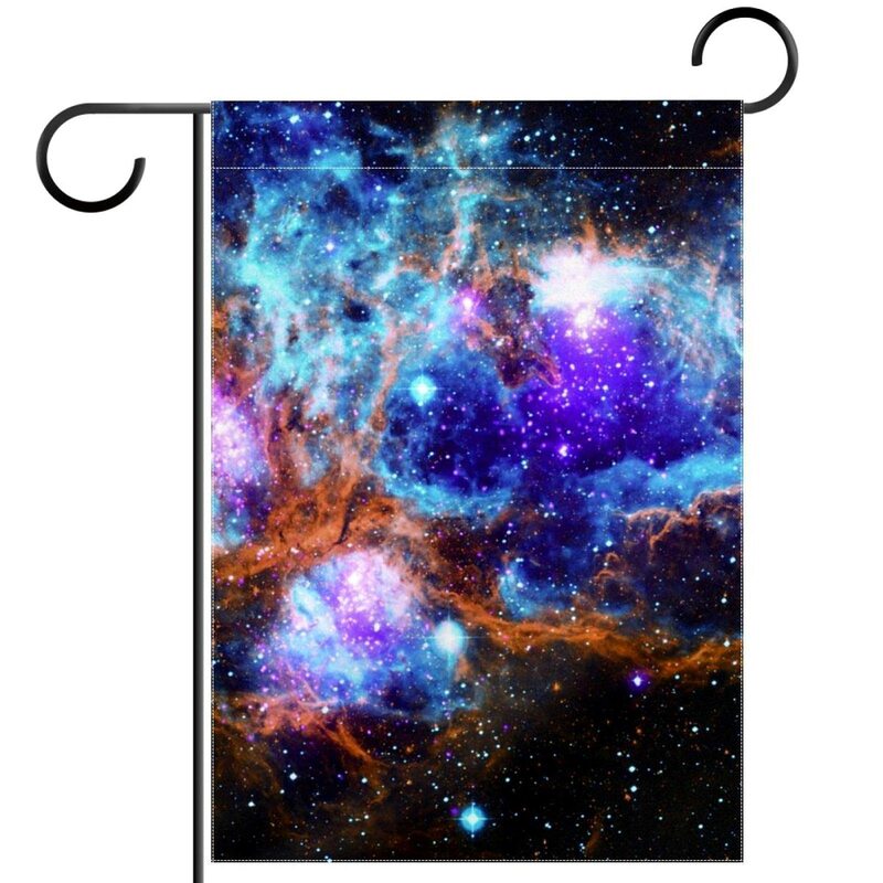 Starry Sky Garden Flag Shiny Mystery Nebula Yard Flag Universe Outer Space Double Sided Outdoor Lawn House Balcony Decor Flags