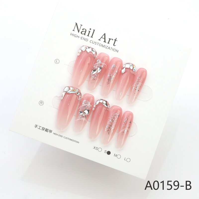 Large Size Handmade Nail with Precious Gas Sticking Diamond Gradual Finished Nail Beauty Whitening and Detachable Wearing Nail
