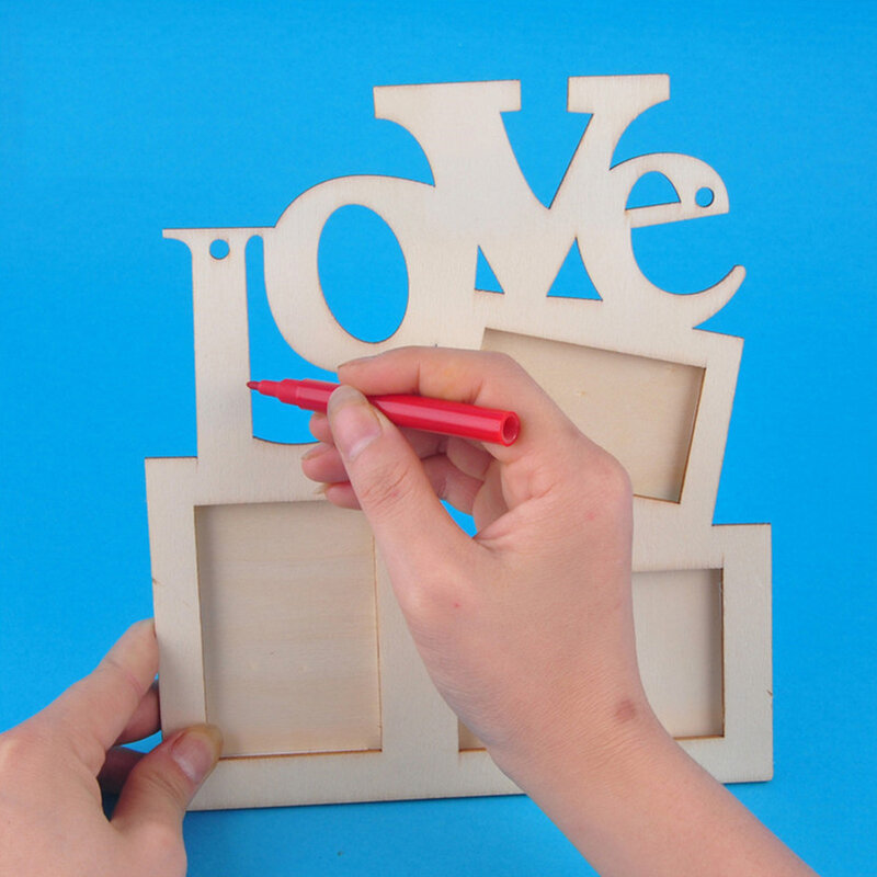 Biała pusta drewniane ramka na zdjęcia ramka zabawka Puzzle DIY kreatywne malowanie rękodzieło kreskówka Graffiti przedszkole zabawna gra prezenty dla dzieci