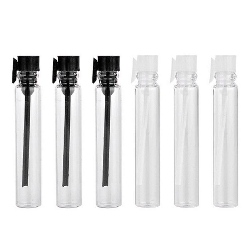 Mini botella vacía de vidrio para Perfume, frasco de vidrio para cosméticos, muestra de aceite esencial, color blanco y negro, 10/50 piezas, 1ML, 2ML, 3ML, 4 #