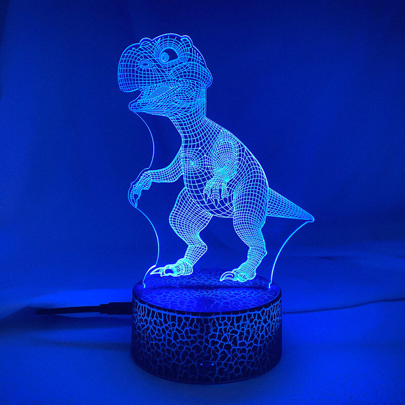 Lampu malam LED 3D seri dinosaurus 16 warna 3D, lampu malam 3D kendali jarak jauh, lampu meja, hadiah mainan untuk dekorasi rumah anak