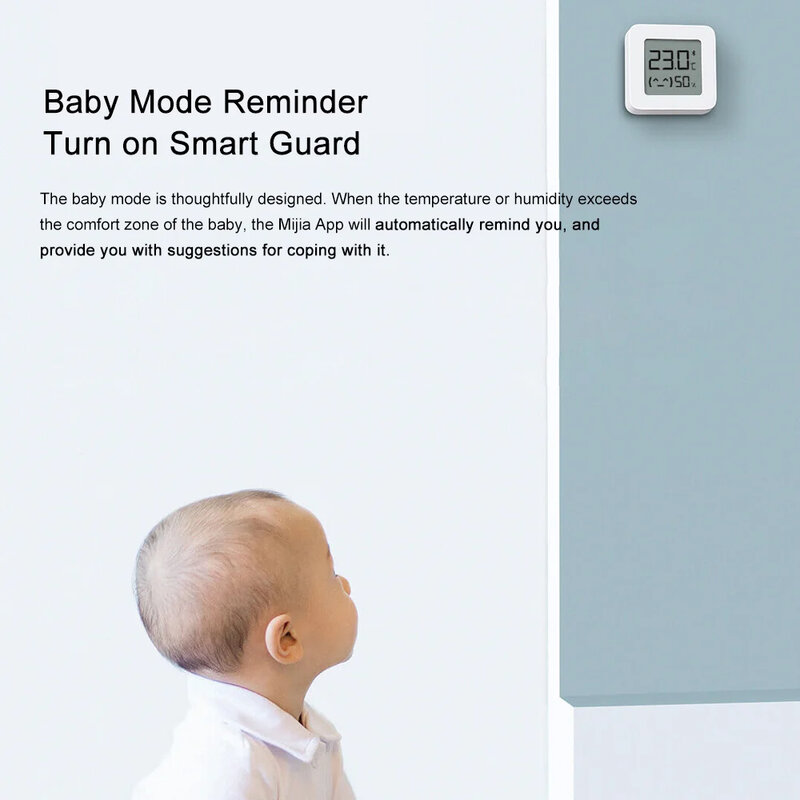 샤오미 미지아 블루투스 온도계 2 무선 스마트 전기 디지털 LCD 습도계, 배터리 포함 미지아 앱과 작동