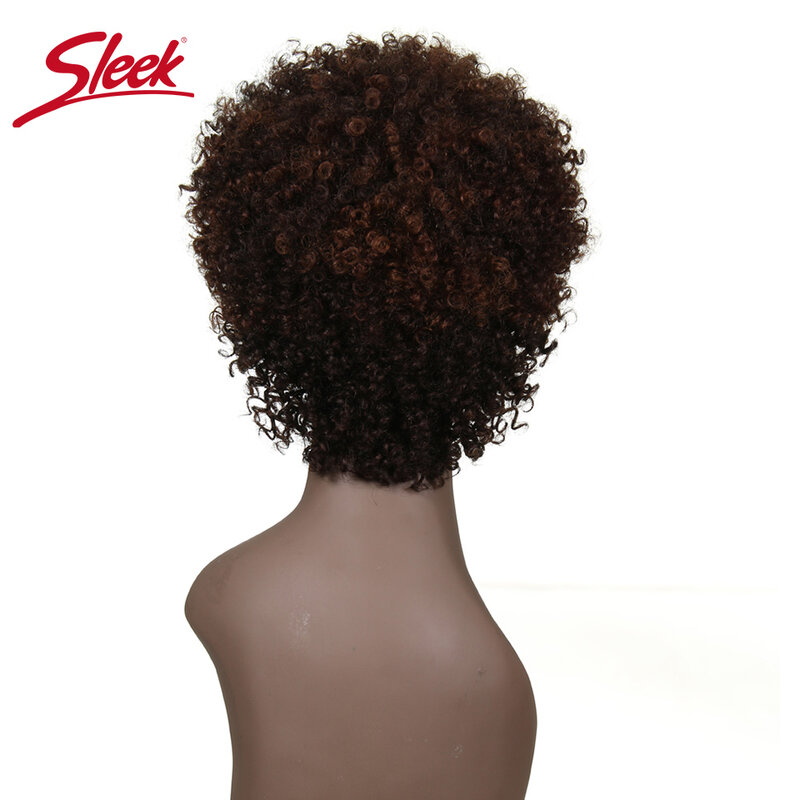 흑인 여성을 위한 매끈한 천연 브라질 아프로 킨키 곱슬 인모 가발, F1B/33 레드 99J 짧은 기계 제작 레미 인모 가발