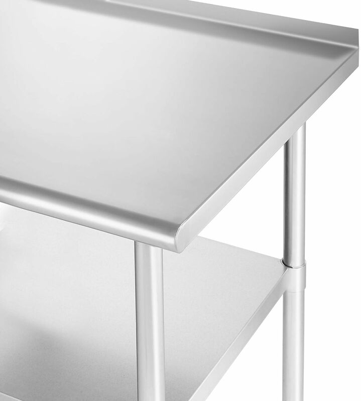 GRIDMANN Stainless Steel Kitchen Prep Table 48 x 24 Inches with Backsplash & Under Shelf, NSF Commercial Work Table