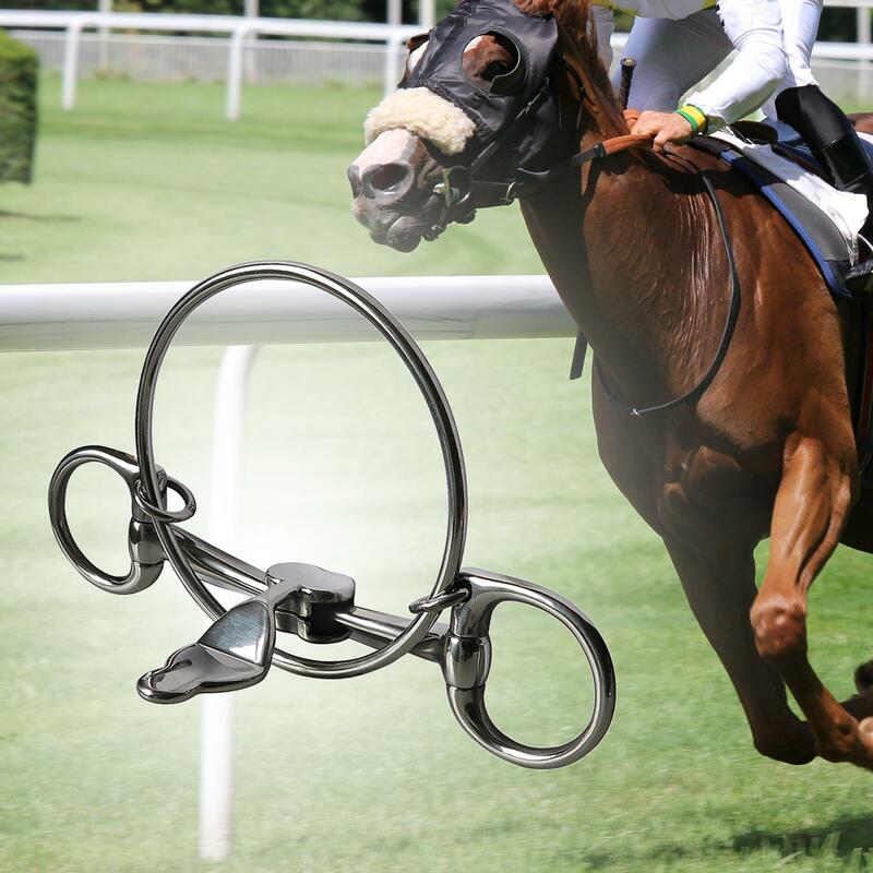 Horse Bit Equipamento de Treinamento com Guarnição Prata Boca Equestre para Cavalos Anéis Soltos Snaffle Horse Mouth Bit Horse Rings Bit