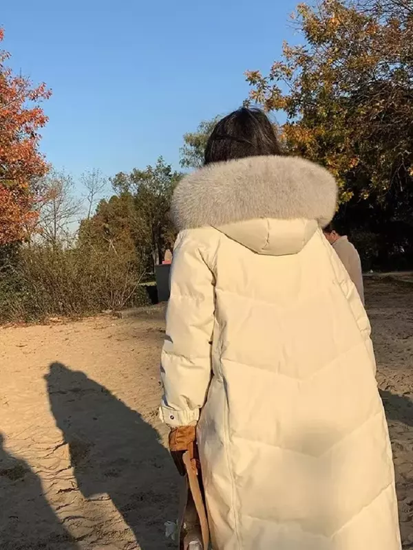 Женская однобортная парка с капюшоном, Повседневная теплая Толстая однотонная куртка на молнии, большие размеры, Y2k, зима 2024