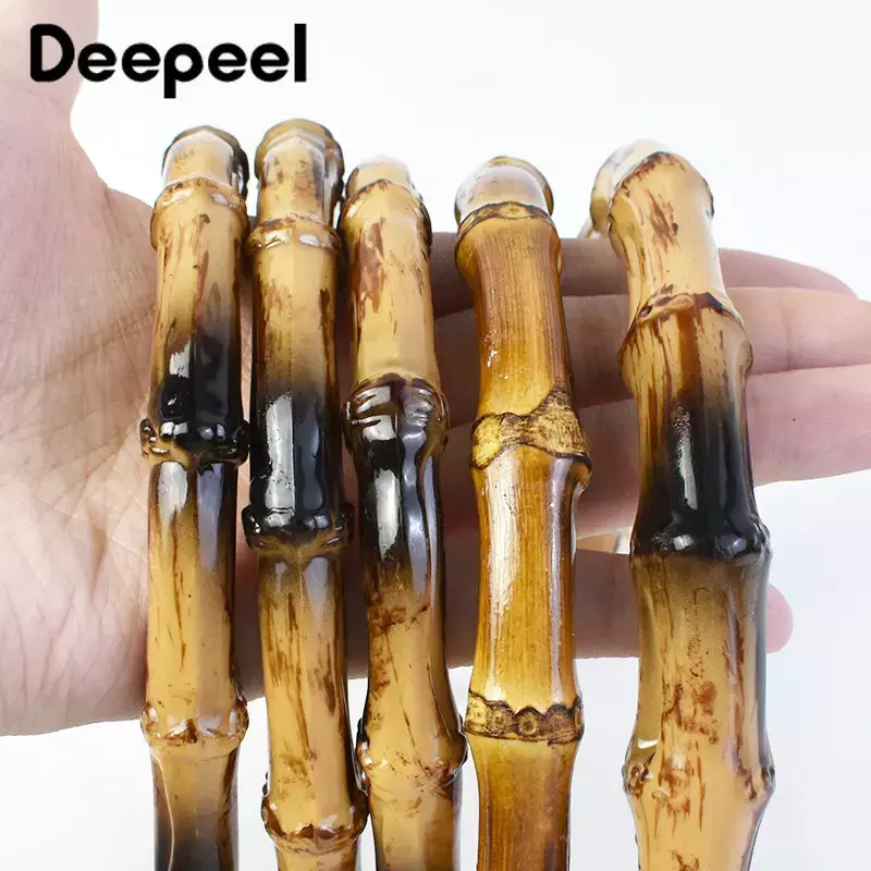 1Pc Deepeel 8/9/12/15cm U-shaped Woman Bag Natural Handles Bamboo Purse Frames Kiss Clasp DIY Hardware Woven Accessories