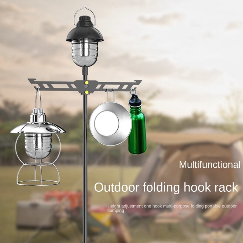 Camping Storage Rack Lantern Stand Adjustable Cookware Organizer Aluminum Alloy For Outdoor Camping Picnic Fishing BBQ