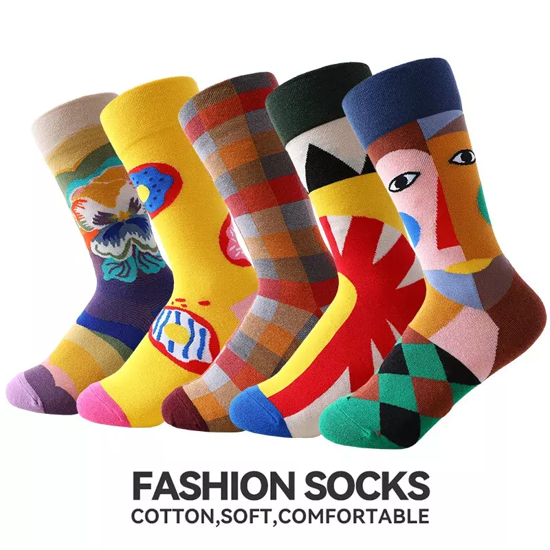 Gekamd Katoen Nieuwe Vuurtoren Retro Japanse Tij Sokken Mannen En Vrouwen Geborduurd Mid-Buis Sokken