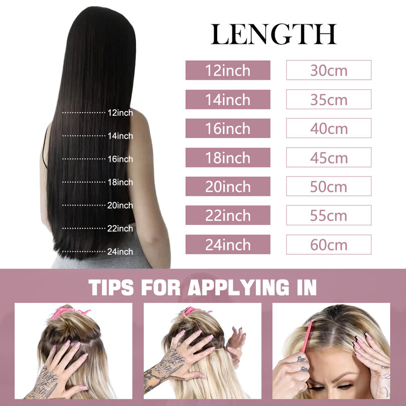 Invisible Straight Fish Line Human Hair Extension 12-20inch Blonde Balayage Wire Hair Extensions Remy Fishing Line with 4 Clips