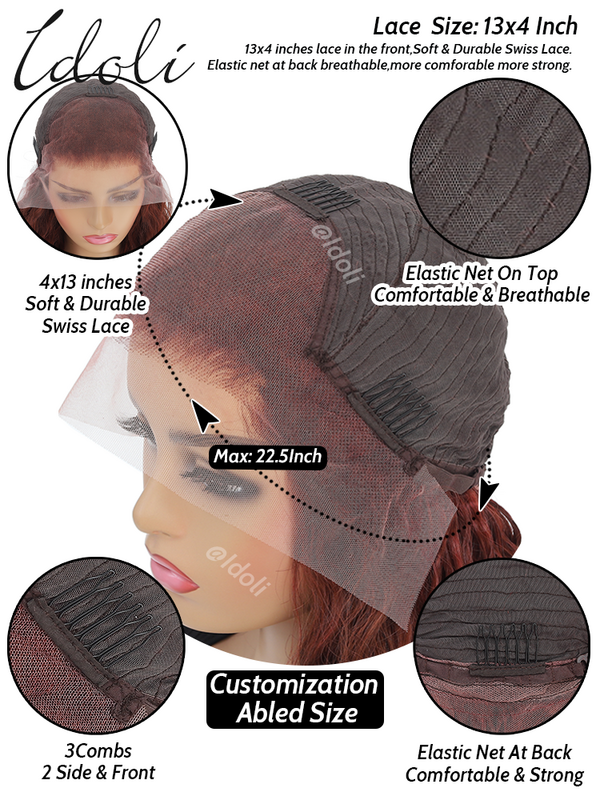 女性のための滑らかな人間の髪の毛のかつら,HDレースのかつら,バーガンディ99j,赤,30 32, 13x6