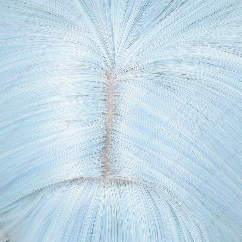 HSR Misha Peluca de Cosplay, pelo azul claro de 70cm de largo, pelucas sintéticas resistentes al calor