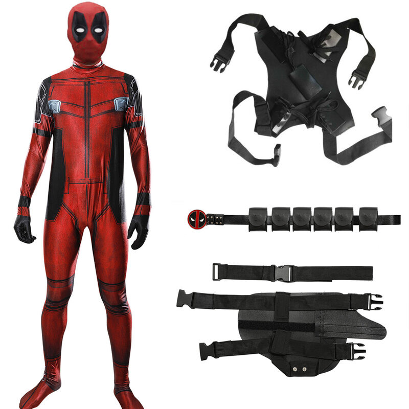 Superhero Deadpool Cosplay para crianças, bodysuit anime, máscara anexada, trajes de festa de Halloween para meninos e meninas