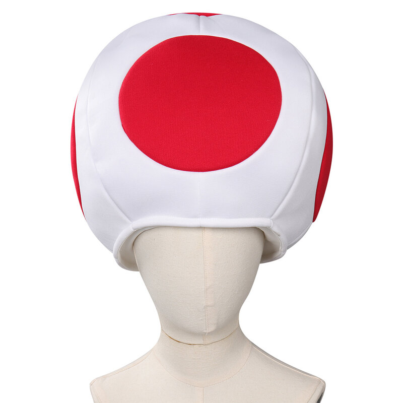 Topi Cosplay Anak Laki-laki Katak Kinetis Permainan Anime Bros 2 Permainan Kostum Topi Kepala Jamur Titik Merah Aksesori Kostum Gaun Indah