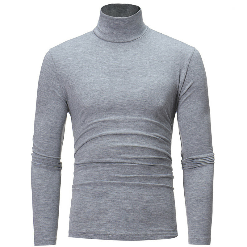 Golf dla mężczyzn jednolity kolor smukły elastyczny cienki sweter wiosna jesienna bielizna golf męska dziewiarska bluzka podstawa koszulka Top