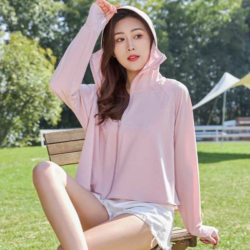Outdoor Sports Female Sun Protection Clothing Long Sleeve Summer Ladies UV Protection Shirt Quick Dry Clothing Ice Silk