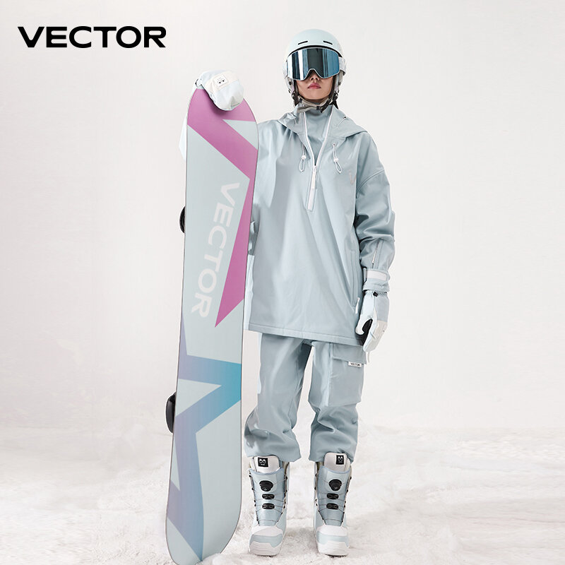 Men Women Solid Color Ski Jacket Ski Pants Warm Windproof Winter Overalls Hoodie Waterproof Outdoor Sports Clothing Snowboard