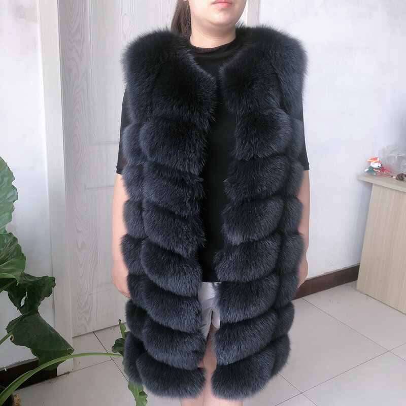 Chaleco de piel de zorro Natural para mujer, abrigo Multicolor cálido, 100% Natural, sin mangas