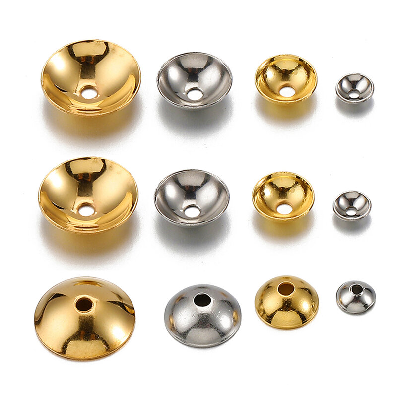 50 pz 3-10mm colore oro in acciaio inox Round Bead Caps perline distanziatrici per gioielli che fanno componenti fai da te accessori Wholelsale